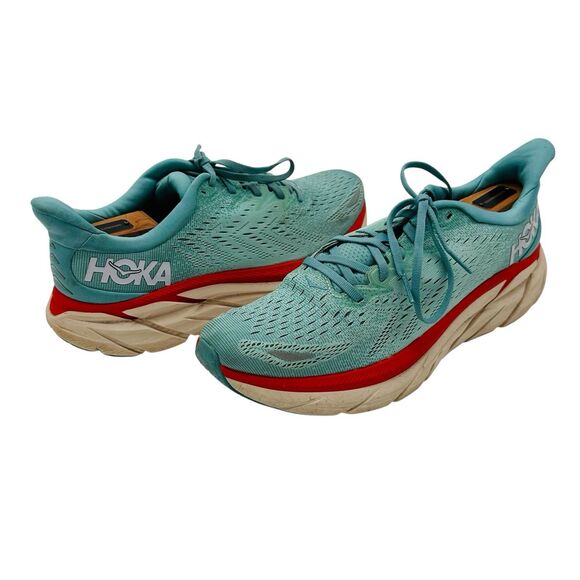 HOKA One One Clifton 8 Running Shoes 1119394-AEBL Womens Sz 10.5 B Eggshell Blue - Picture 1 of 8